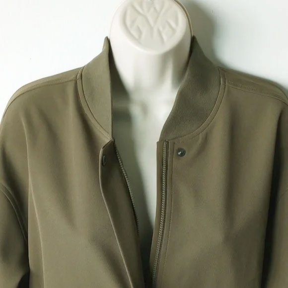 Athleta Endless Bomber Jacket L Khaki Green - Picture 4 of 10